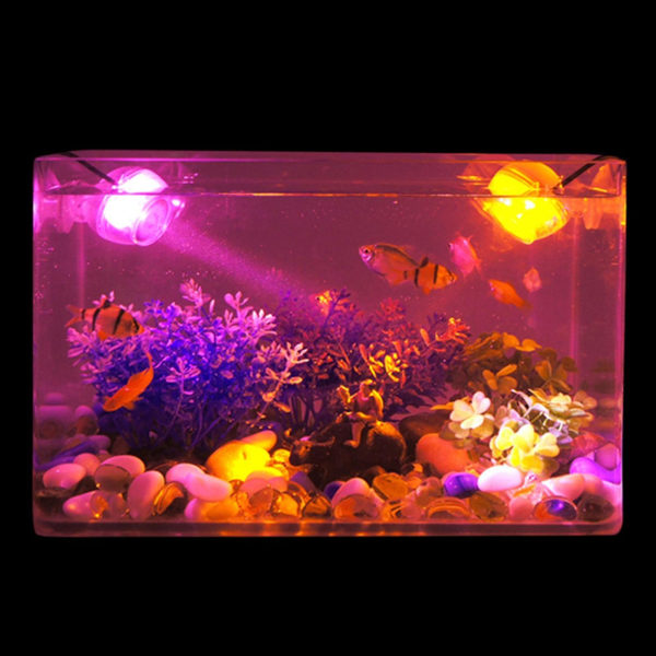 Färgglada Led Aquarium Fish Tank Spot Lampa Dykning Spotlight Upplysta lampor Yellow EU Plug