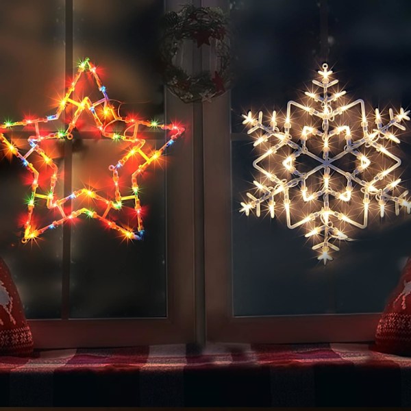 50 kpl Joulun Ikkunavalot Koriste, Pistotulppaliitäntäinen Vedenpitävä Lumihiutale ja