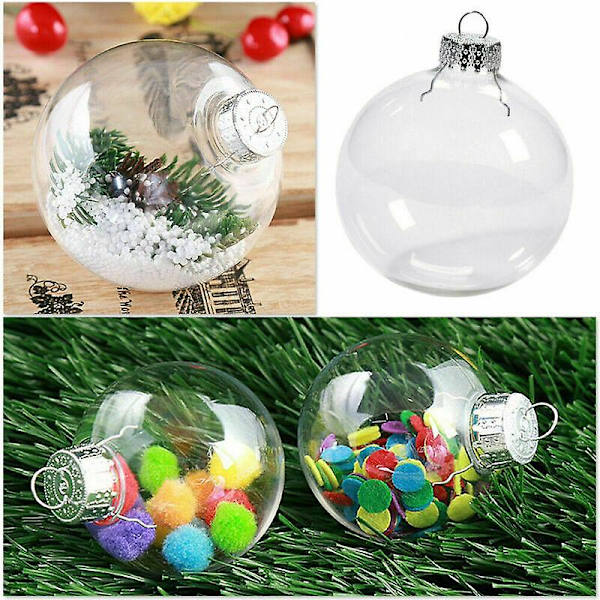 36st genomskinlig plast kula grannlåt sfär fyllbar julgran prydnad Xmas 54pcs