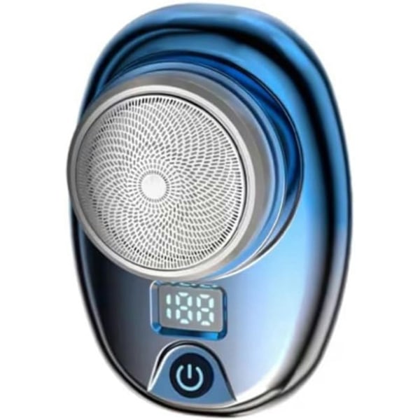 Mini-sähköparranajokoneet miehille ja naisille, sähköparranajokone miesten kasvoille, Type C ladattava, vedenpitävä LED-näytöllä kotiin Blue-silver Gradient