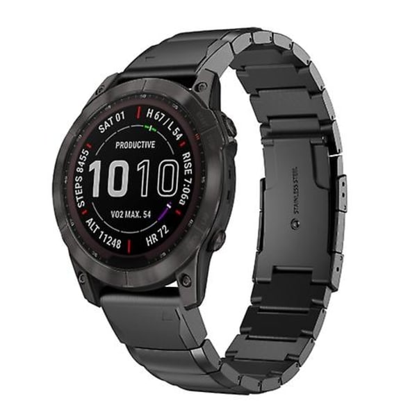 För Garmin Fenix ​​7 22mm Tortoise Shell i rostfritt stål watch Black