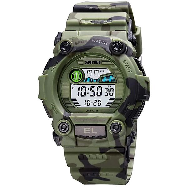 Pojkar Camouflage Led Sport Barnklocka Watch Digital Elektronisk Militär Armbandsur För Barn Med Lumin