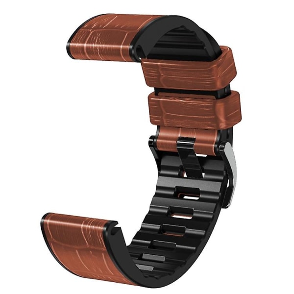 Til Garmin Fenix ​​7x/6x Pro/tactix 7 26mm Crocodile Texture Silikone læderurrem Brown