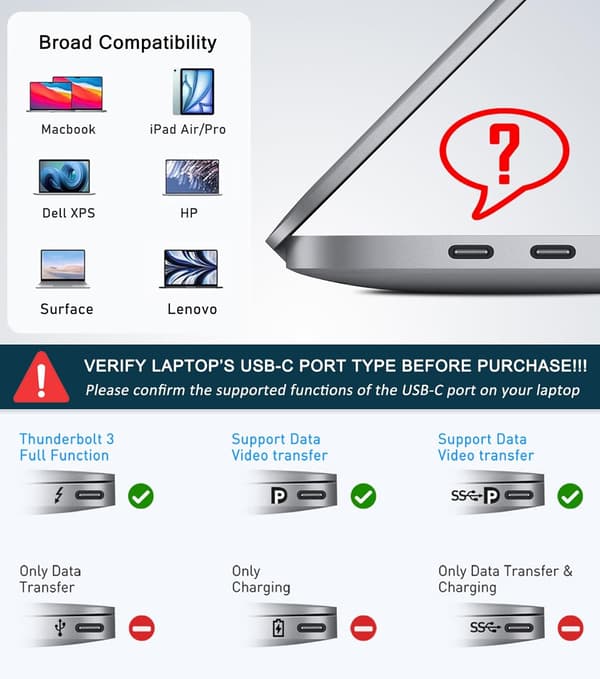 USB C til Dobbelt HDMI Adapter 4K 60Hz Dobbelt Skærm Splitter til MacBook Air/Pro Laptops