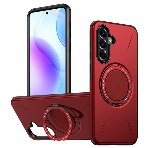 Etui til Samsung Galaxy A17 Støtsikkert med magnetisk roterbart stativ (rødt)