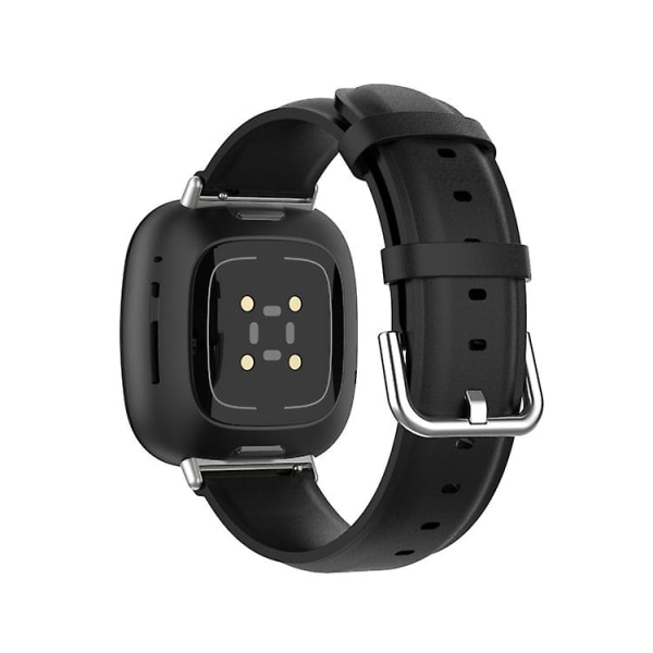 Til Fitbit Versa 3 / Sense ægte læderurrem Black