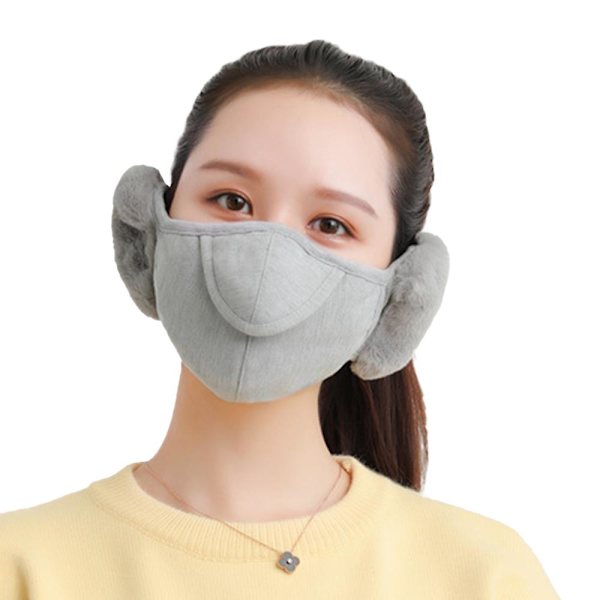 Vinteröronmuff Munskydd Sammet Varma Masker Kvinnlig Ridning Öronvärmare Öronlapp Utomhus Dämpare Öronmuffar Grey