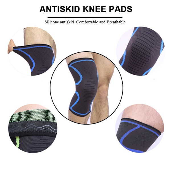 Enkelstickade nylon knäskydd för löpning och träning Black M