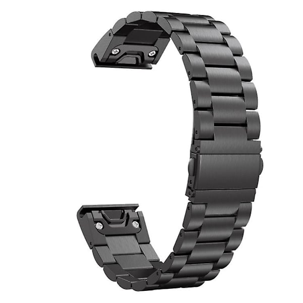 Til Garmin Fenix ​​5s 20mm Tri-perle rustfrit stål urbånd Black