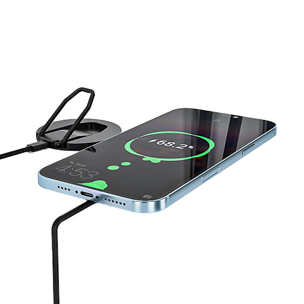 Universell CD-mönster Metall Mobiltelefon Trådlös laddare Ringhållare 360∼Rotation Finger Ring Stativ Grey
