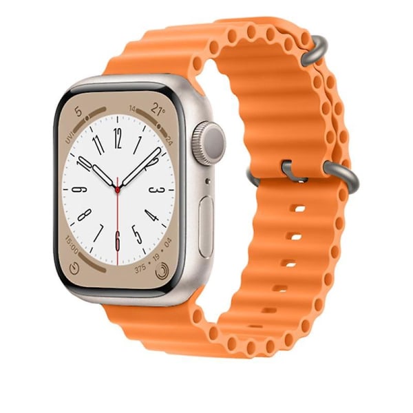 Ocean Armbånd For Apple Watch Band 44mm 40mm 45mm 41mm 49mm 42mm 38mm Smartwatch Silikonrem Iwatch Ultra Series 7 6 3 Se 8 Orange 38 40 41mm