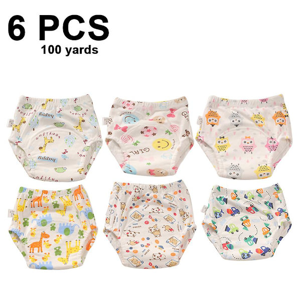 6-pack Unisex bomull Återanvändbar potträning Vattentät träningsbyxa style 5 100
