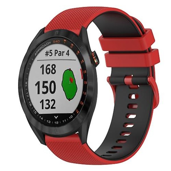 För Garmin Approach S40 20 mm rutigt watch i två färger i silikon Red-Black