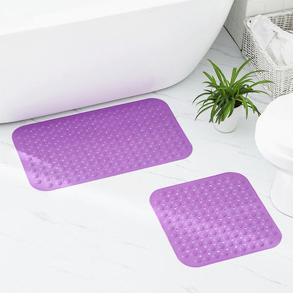 Kvadratiska duschmattor halkfria badmattor, badkarsmatta med sugkopp Purple