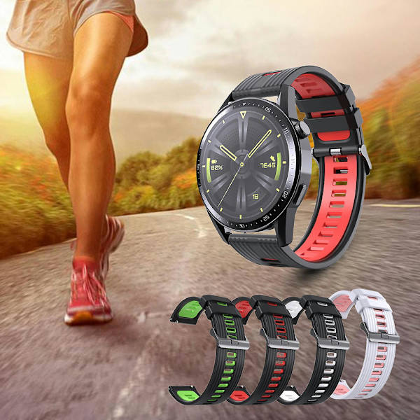Blødt og behageligt to-farvet 22mm silikoneurrem til Huawei Watch GT3 F,22 mm