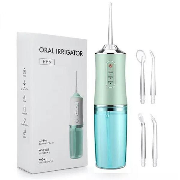 Oral irrigatorVattentråd USB Dental Water Floss 4 Jet Tip 220Ml 3 lägen Grön