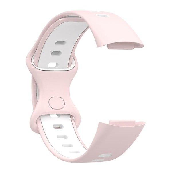 Til Fitbit Charge 5 tofarvet silikone urrem Pink White
