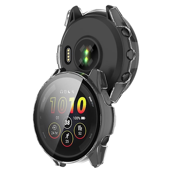Huamade For Garmin Forerunner 265 Smart Watch Pc case med skärmskydd i härdat glas Transparent