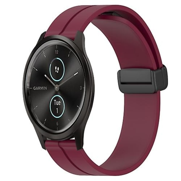 Til Garmin Garminmove Style 20 mm ensfarvet magnetisk lås Silikone urbånd Wine Red
