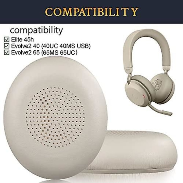 Ersättning av öronkuddar för Jabra Evolve2 65 (65ms 65uc USB)/evolve2 40 (40uc 40ms USB)/elite 45h On-ear trådlöst headset Gold