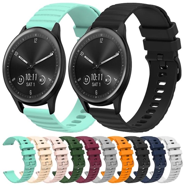 Til Garmin Vivomove Sport 20mm Wavy Dot Pattern Solid Color Silicone Watch Band Navy Blue