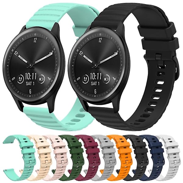 Til Garmin Vivomove Sport 20mm Wavy Dot Pattern Solid Color Silicone Watch Band Yellow