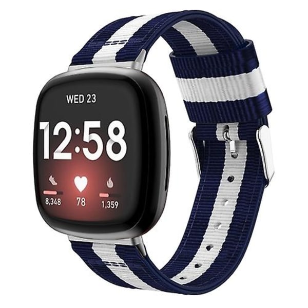 Til Fitbit Versa 3 Nylon urrem White Blue