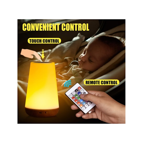 LED nattlys berøringsbordlampe nattbord dimmbar fargeendrende skrivebordslampe USB oppladbar bordlampe
