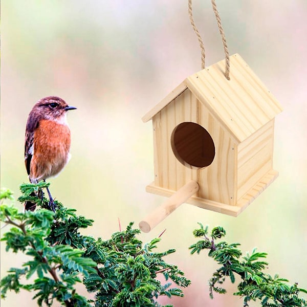 Nest House Fågelholk Bur Korg Vila Plats Väggmonterad Utomhus Fågelholk Trä Låda L