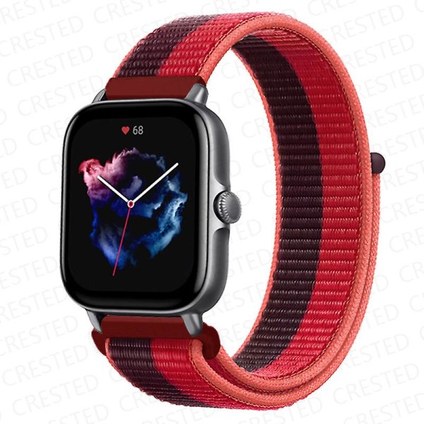 20 mm 22 mm klokkerem for Amazfit Gts/2/2e/4/3/mini Gtr 4/2/3/pro 47 mm Stratos 3 nylonarmbånd Pulseira Correa Amazfit bipsrem 2021 new red 76 22mm