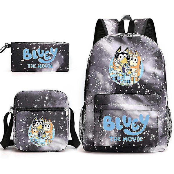 Bluey kolmiosainen koululaukku Star Black 5