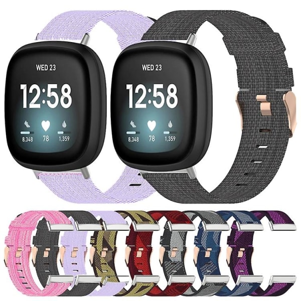 For Fitbit Versa 3 Nylon Weave Canvas Watch Band Grey