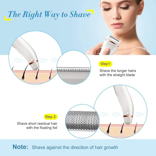 Elektrisk barberhøvel for kvinner, våt og tørr oppladbar trådløs