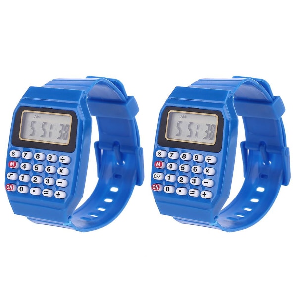 Fad Børn Silikone Date Multi-purpose Børne Elektronisk Lommeregner Armbåndsur Blue