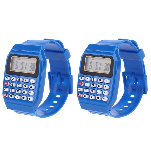 Fad Lasten Silikoni Date Monikäyttöinen Lasten Elektroninen Laskin Watch Blue