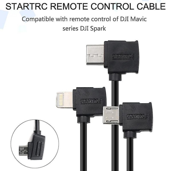Startrc 10cm 8 pins til mikro usb konverteringskontakt datakabel for Dji Mavic Mini / Air, Shark fjernkontroll (svart)