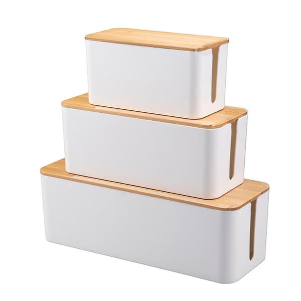 Kabelhanteringsbox Medium organizer för förlängningssladd Power Stripe Surge Protector Wire Management Organizer White M