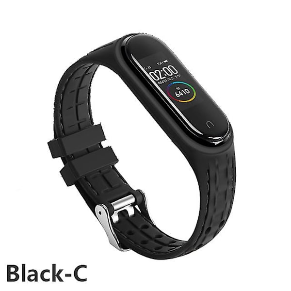 Silikonihihna Xiaomi Mi Band 6 7 5 3 4 Lisävarusteet Urheilurannekkeen Vaihtovyö Correa Ranneke Mi Band 7 6 Nfc Ranneke Black-C Mi band 3 4