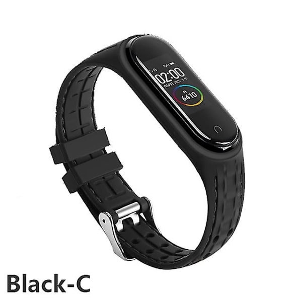 Silikonihihna Xiaomi Mi Band 6 7 5 3 4 Lisävarusteet Urheilurannekkeen Vaihtovyö Correa Ranneke Mi Band 7 6 Nfc Ranneke Black-C Mi band 5 6