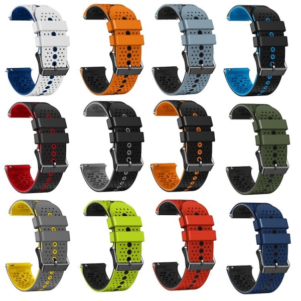For Garmin Vivoactive 4 22 mm perforert tofarget silikonklokkerem Black-Red