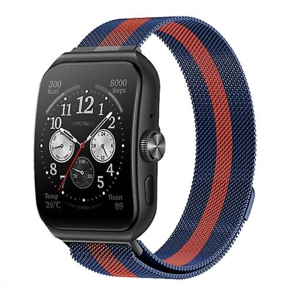 Til Oppo Watch 3 Pro Milanese Metal Watch Band i rustfrit stål Blue Orange