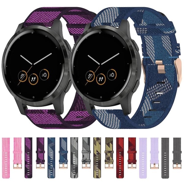 Til Garmin Vivoactive 4s 18mm nylonvævet urrem Grey