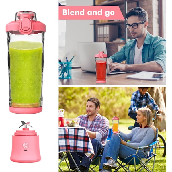 Bärbar mixer för shakes och smoothies USB-laddningsbar 600ML Svart