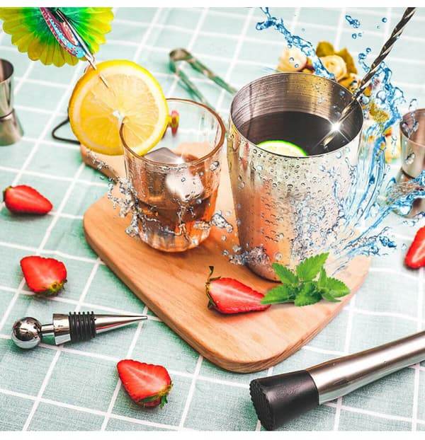 Cocktailshakersæt i rustfrit stål, 22 dele, bartenderværktøj, 550 ml