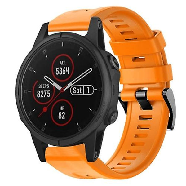 For Garmin Fenix ​​5s Plus metallspenne ensfarget silikonklokkerem Orange