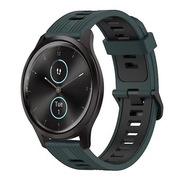 För Garmin Vivomove 20 mm vertikalt mönster tvåfärgat watch Olive Green - Black