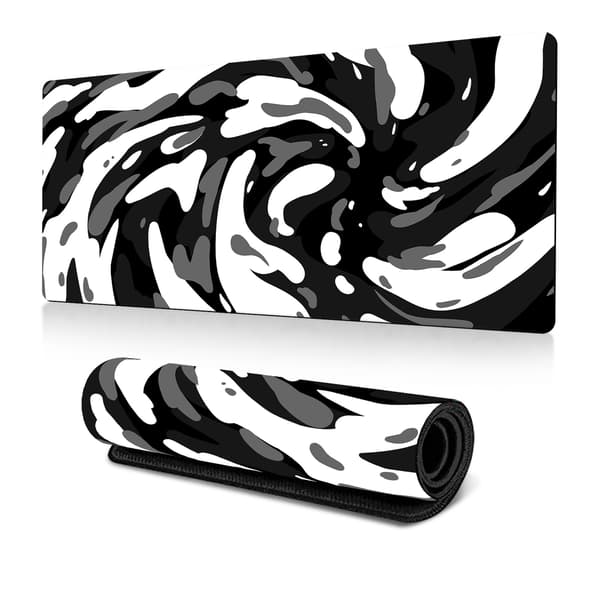 Vaskbar gaming musemåtte med skridsikker gummibase, sort hvid/30x80x0.3cm