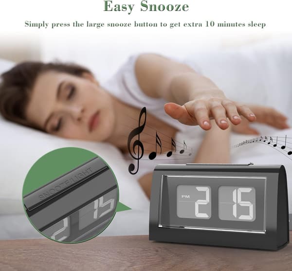 Väckarklocka Digital Flip-klocka för Sovrum Digital Väckarklocka med Bakgrundsbelysning Snooze