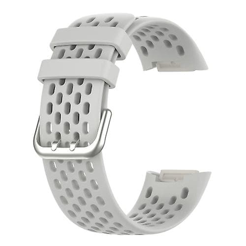 Til Fitbit Charge 5 monokromatisk åndbar silikone urrem Moon White