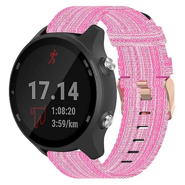 Til Garmin Forerunner 245 Music 20mm Nylon Woven Watch Band Pink